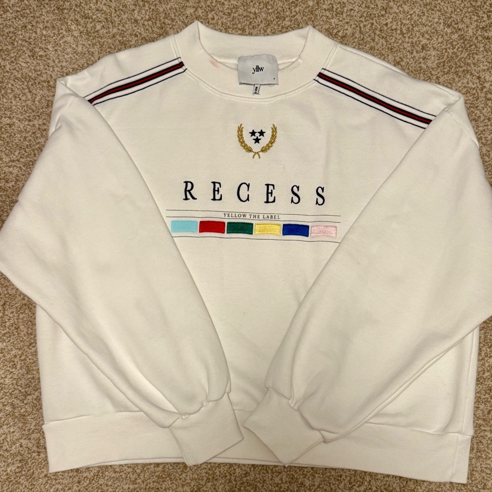 Yellow the Label Crewneck “recess” sweatshirt with Embroidered Accents